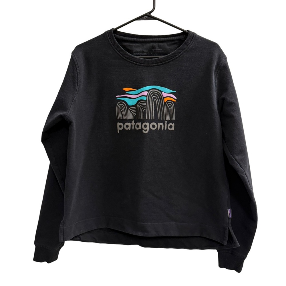 Patagonia Uprisal Crew Sweatshirt Black Graphic Logo Size Large - Picture 2 of 8